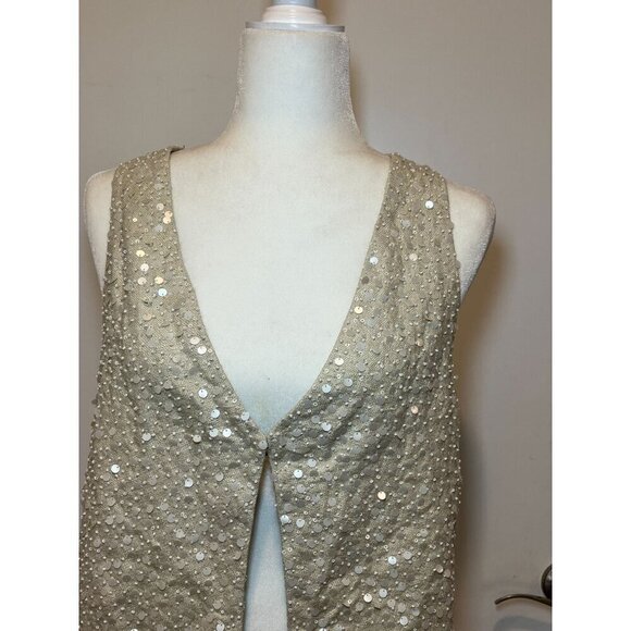 Eileen Fisher MATKA Sequin Encrusted Silk Vest Women Size Small - Picture 2 of 8